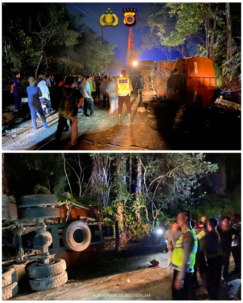 RESSUBULUSSALAM's tweet photo. Gerak Cepat Satlantas Polres Subulussalam Tangani Kecelakaan Truck Tangki Terguling

@ListyoSigitP
@kapolda_aceh
@bidhumaspoldaaceh
@divisihumaspolri
@polripresisi
@polisi_peduli

#bidhumaspoldaaceh #poldaaceh #polripresisi #polressubulussalam
#polriuntukmasyarakat https://t.co/VJOmySqk9Z