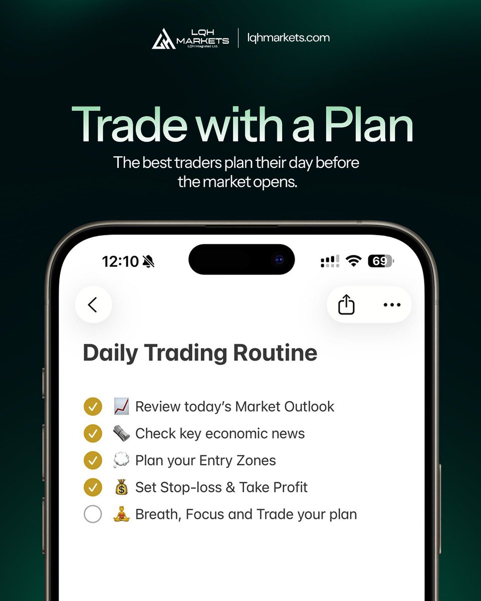 LQHMarkets's tweet photo. A solid trade starts with a solid plan. 📊

Having a clear strategy before you enter a trade helps you define your risk, stay disciplined, and know what you’re looking for in the market.

Do you plan your trades before entering? 👇 https://t.co/EqpAm9P8M6