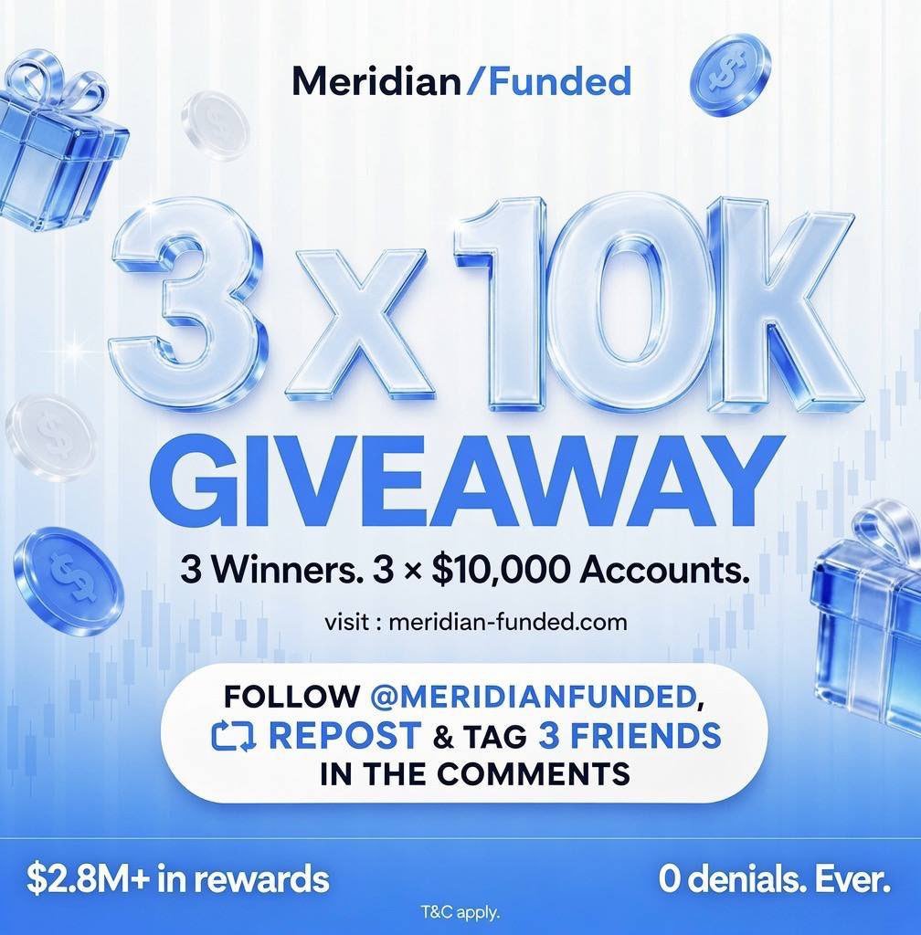 Krypto_Poet's tweet photo. 3x 10k$ PROP GIVEAWAY 
Rules: 
• Follow @MeridianFunded @Krypto_Poet

Also follow @BluPipz @Gracedave001
• Tag 3 Active Traders 
• Join https://t.co/ertI5xzDQ8
 Winners in 5 days https://t.co/eklrV9osCd