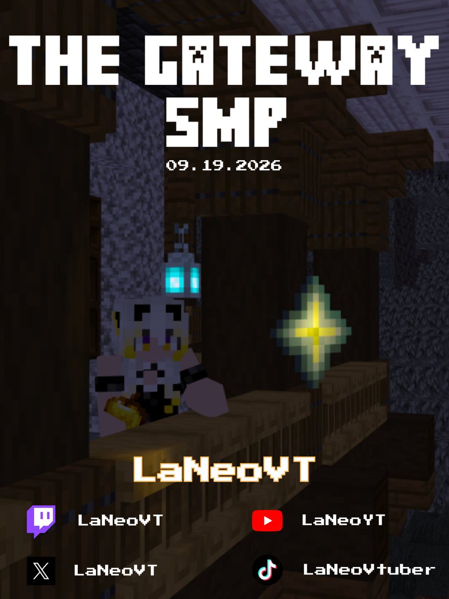 LaNeoVtuber's tweet photo. Los Primeros Integrantes de "TheGateway SMP"
Yo, LaNeoVT y Glitched @LeonidasSupreme
Lanzamiento este sábado, 19 de septiembre de 2026
#TheGatewaySMP #minecraft #SMP #creadoresdecontenido #vtuber #mcyt #minecraftseries https://t.co/2bDyoOdlEi