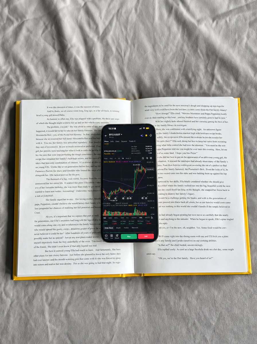 binance's tweet photo. Tried to read one chapter, ended up reading the market instead. https://t.co/goh8RFfSlq