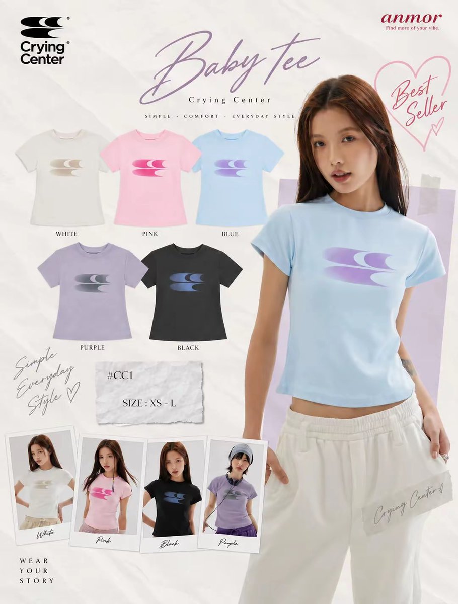 anmorofficial's tweet photo. Preorder—•🇨🇳 crying center — เสื้อยืดคอกลม baby tee
Materials—Cotton 94.9%, Spandex 5.1% 
XS: อก 72-80 / ความยาว 46
S: อก 76-84 / ความยาว 47 |
M: อก 80-88 / ความยาว 48
L: อก 84-92 / ความยาว 49 
#cryingcenter #babytee #พรีออเดอร์ #เสื้อผ้าผู้หญิง #ootd https://t.co/njZMlbxl1R