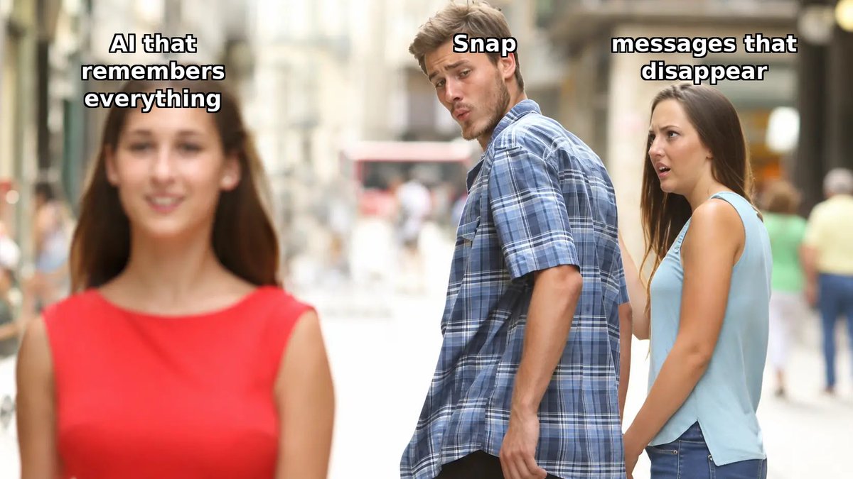 diegobuildsai's tweet photo. Snapchat got famous for messages that disappear.

Its new AI memorizes your goals, your relationships, your routines.

The forgetting company is now in the remembering business. https://t.co/panBwJOCuk