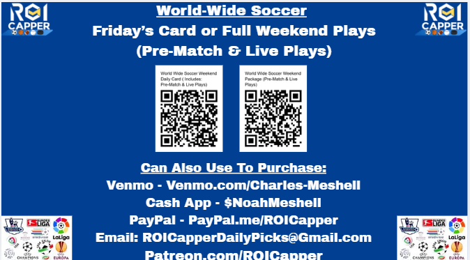 ROICapper1's tweet photo. Show Support Appreciated By Hitting The Like Button or Sharing. 👊🙏

Friday's #Soccer ⚽️ Card Is Ridiculous, While The Full #Soccer ⚽️ Weekend Is Even Better!!! 26 Years Of #SportsBetting Experience, I Keep Showing Folks Daily How Much We Are Winning!!! 🤑💰💵

Scan #QRCode ⬇️ Below or Visit: https://t.co/UOtlJ3hEfk ⬅️

#mls #epl #premierleague #ligamx #bundesliga #laliga #seriea #ligueone #liveplays #parlay #soccer #sportsbets #sportsbetting