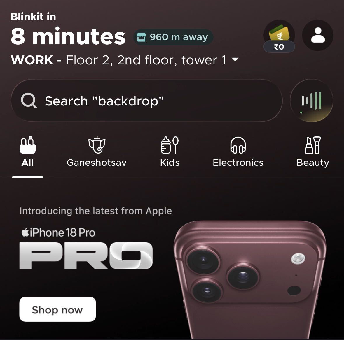 albinder's tweet photo. New launch: iPhone 18 Pro is now available on Blinkit (in all 4 colours) ✌️

This year, we’ve also got the new iPhone 18 Pro Max, Apple Watch S12 and Airpods 5. We've partnered with @Apple, bringing their latest products to Blinkit customers in Delhi NCR, Mumbai, Bengaluru, Hyderabad, Chennai, Pune, Kolkata, Ahmedabad, Jaipur and Lucknow (for now) on launch day!

There are discounts available on select credit cards, along with no cost EMI options too.