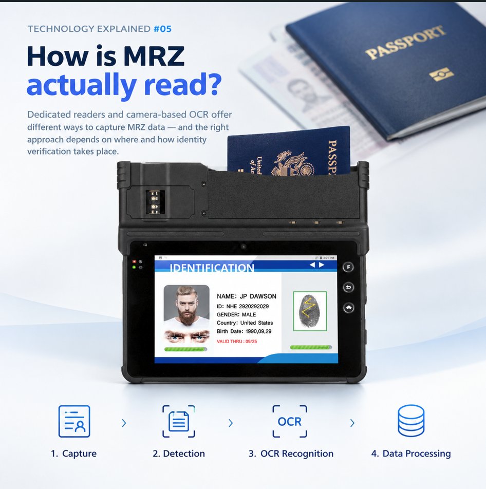 gen2wave's tweet photo. How is MRZ actually read?
Dedicated readers and camera-based OCR offer different ways to capture MRZ data — and the right approach depends on where and how identity verification takes place.
#Gen2wave #RP70ABIO #BIometricsTablet https://t.co/Kss6iWLN4F