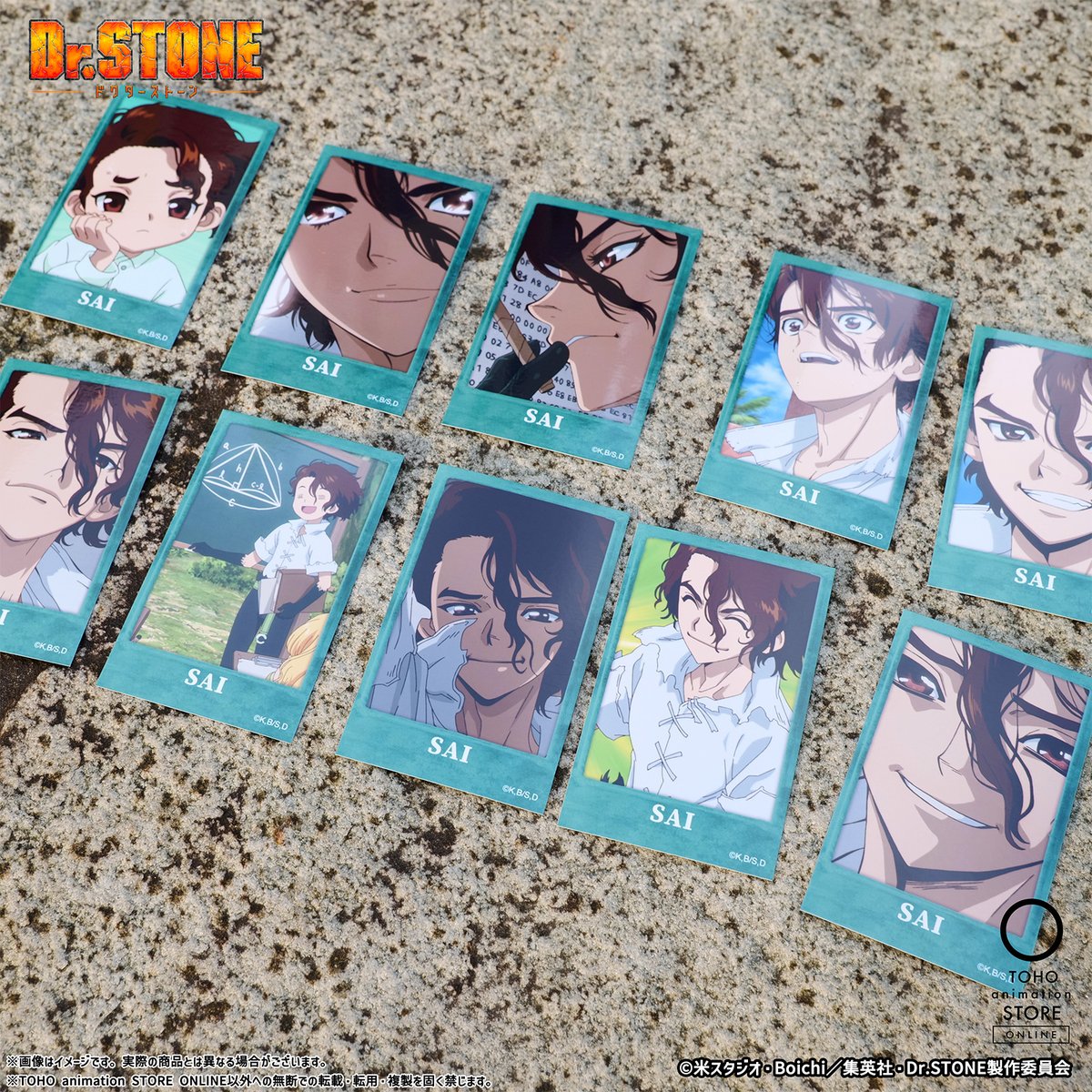 TOHOanimeSTORE's tweet photo. ⋱🚀商品紹介🚀⋰
￣￣￣￣￣￣￣￣￣
TVアニメ『#DrSTONE』の「トレーディング場面写チェキ風ブロマイド」にSAIが新登場！

さらに、昨年発売した千空たち全5種も同時に再受注販売中✨

📅受注期間：～10月18日(日)23:59まで
🚚お届け：12月中旬頃より順次発送

🔎詳細はこちら
https://t.co/x5tR50fyph

#ドクターストーン