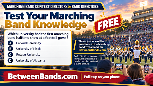 Accoladi's tweet photo. Band Directors! 🎺 Trivia time: Who performed the first halftime field show? 

Test your knowledge and fill contest downtime with free trivia, games, &amp; music for fans at https://t.co/hU7Pc5SekG. 

📱 Promo tools: https://t.co/47EQD9MKUg https://t.co/z84bI6pEO0