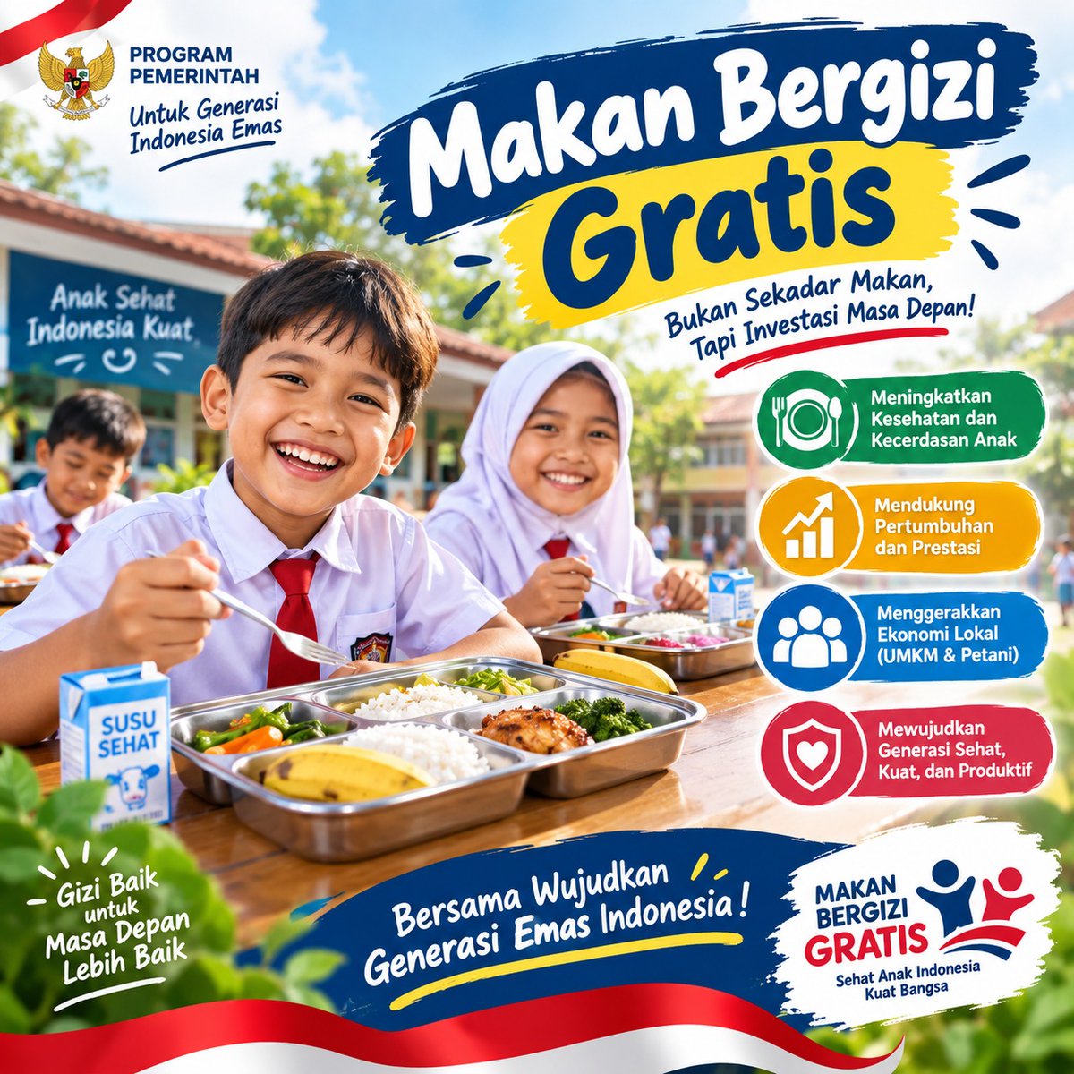 AwaiAnwar's tweet photo. Gizi oke, badan sehat, belajar makin semangat! MBG, bekal bergizi untuk generasi yang lebih kuat. https://t.co/oxCJKLcyO6
