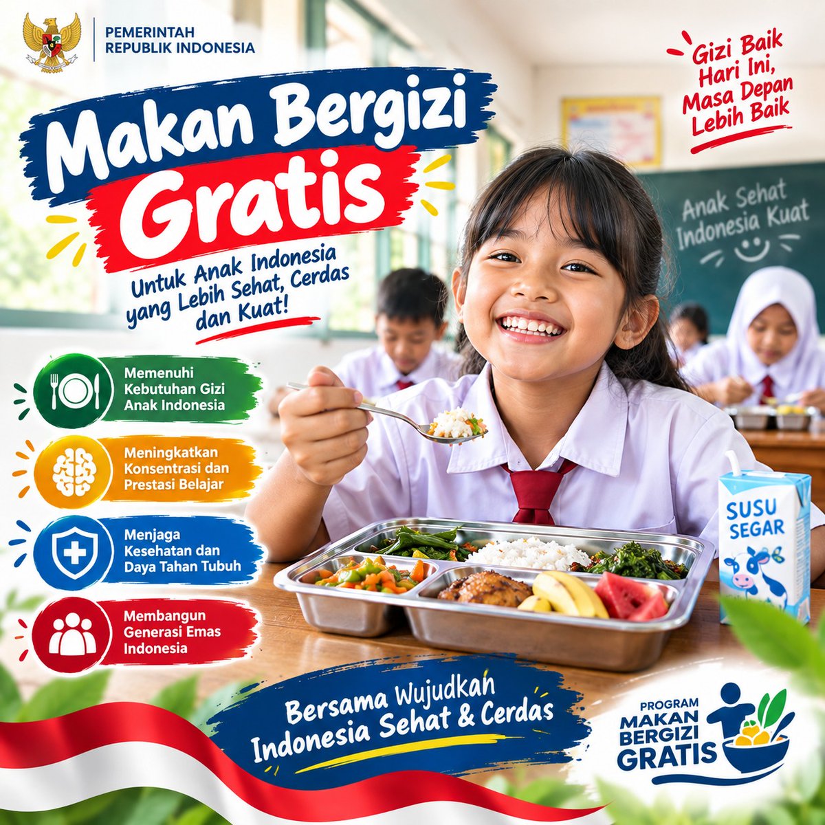 AwaiAnwar's tweet photo. Gizi oke, badan sehat, belajar makin semangat! MBG, bekal bergizi untuk generasi yang lebih kuat. https://t.co/oxCJKLcyO6