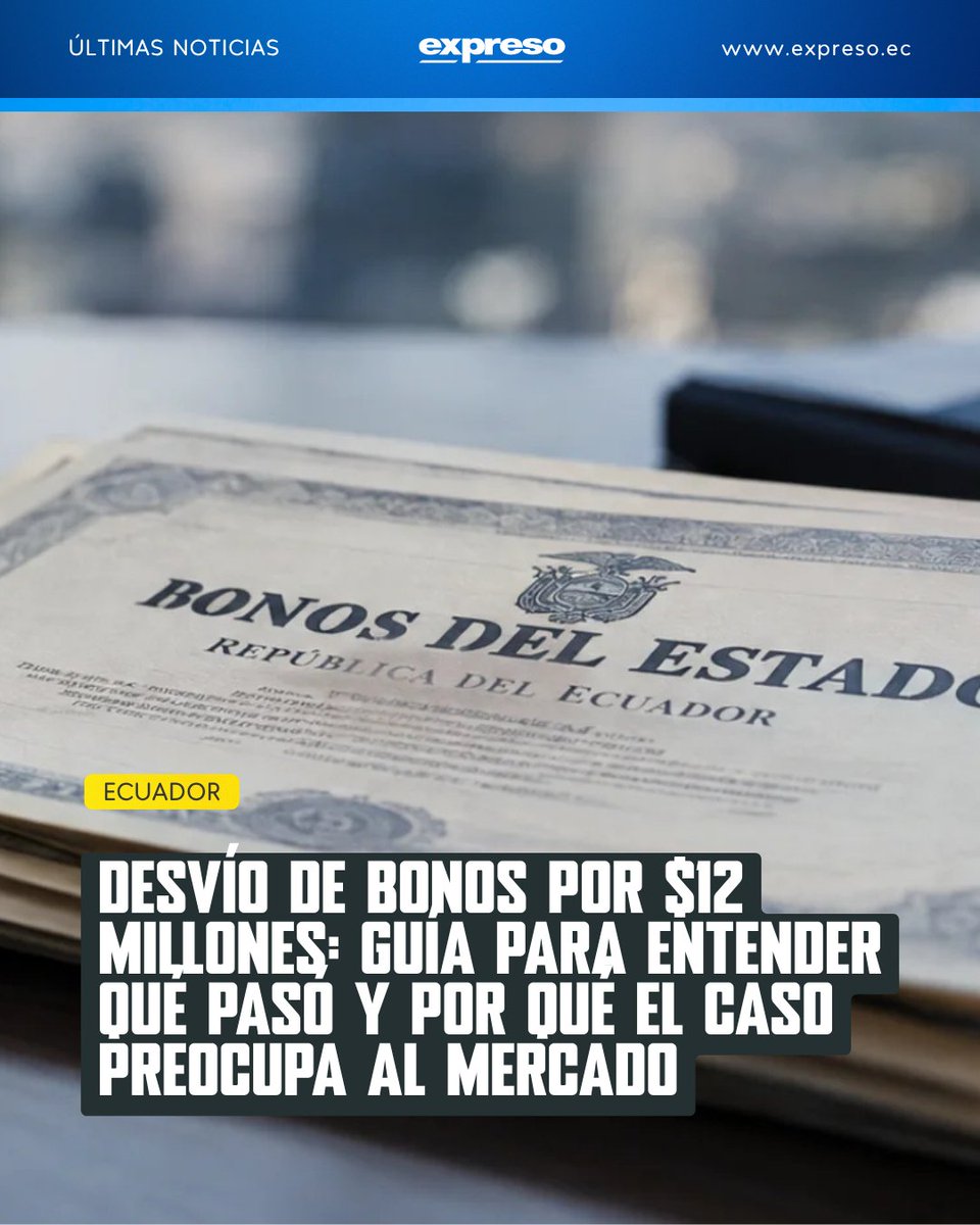 Expresoec's tweet photo. La transferencia irregular de más de $12 millones en bonos del Estado ha reactivado las alertas sobre los laxos mecanismos de control del mercado de valores ecuatoriano.

Lo que debes saber 👇
https://t.co/TDD7mSatMu https://t.co/h8vywIuLi8
