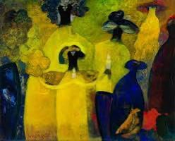 SantiagoArtis's tweet photo. Elmar Rojas 
(Guatemala, 1942-2018)
#magicrealism
[He pursued a career as an architect for several years before dedicating himself more deeply to the art of painting and sculpture]. 
“Rituales De Pescadores”, 2015 https://t.co/H4ToE8u6bj