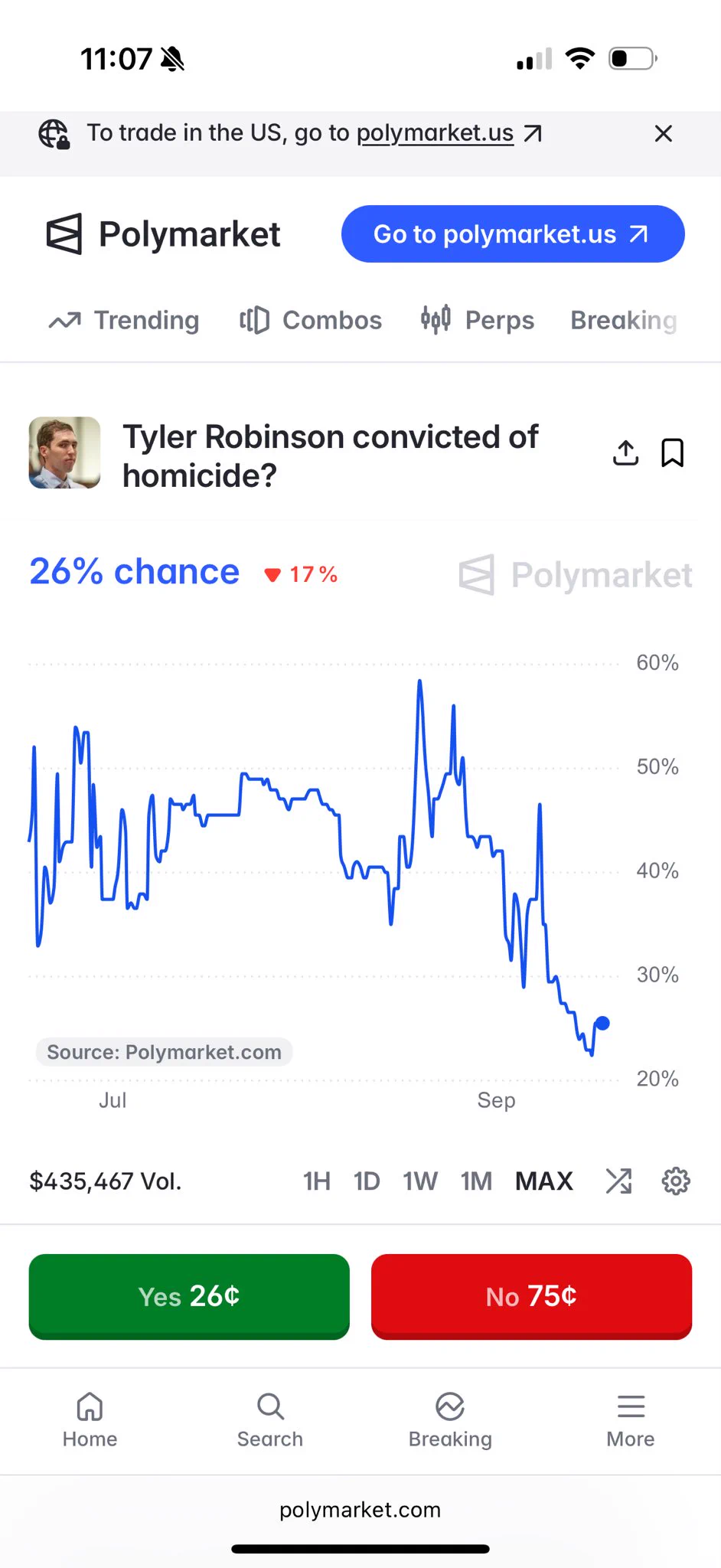RamDawg on X: "Tyler Robinson convicted of homicide is 26% chance on ...