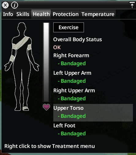 Azurabar's tweet photo. I got bitten like 7 times (I disabled infection cuz Im noob and dont wanna lose my character) https://t.co/ZTYR9CAUjO