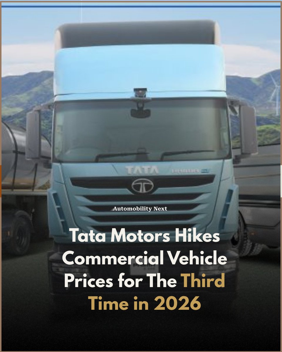 automobilitynxt's tweet photo. Tata Motors Hikes Commercial Vehicle Prices for The Third Time in 2026
Read here: https://t.co/f3l8whM3pZ
#TataMotors #CommercialVehicles #PriceHike #AutomotiveIndustry #InputCosts #CommodityPrices #AutomakerNews #FleetManagement #EVTransition #IndiaBusiness https://t.co/wy6pKQXUWu