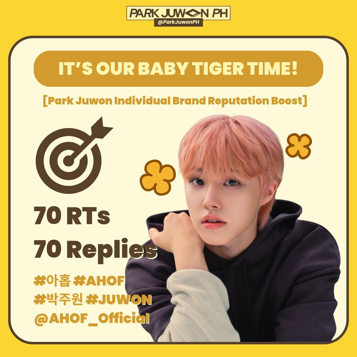 ParkJuwonPH's tweet photo. 📢 It’s Our Baby Tiger Time!
[ Individual Brand Reputation Boost]

✨ Goal: 70 RTs & Replies
(Reply with 1 sentence only!)

#아홉 #AHOF #박주원 #JUWON
@AHOF_official

아홉 박주원 빨간색 개념
아홉 박주원 불타는 빨간색
아홉 박주원 새로운 시대
아홉 박주원 슈가 하이 티저
아홉 박주원 큐트 고양이