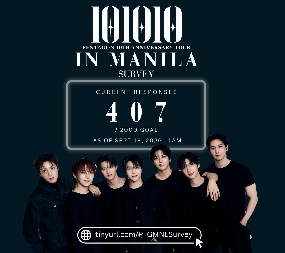 ptgmnl's tweet photo. UNIVERSE 💙

It’s been 1 day since we opened the survey, and we’ve received 407 responses so far! 🫶

Thank you! Let’s keep sharing and get closer to our 2,000 goal! ✨️

🔗 https://t.co/ozcqfAwuDZ

#펜타곤 #PENTAGON #PENTAGON_101010 https://t.co/CzID3x5Qwa