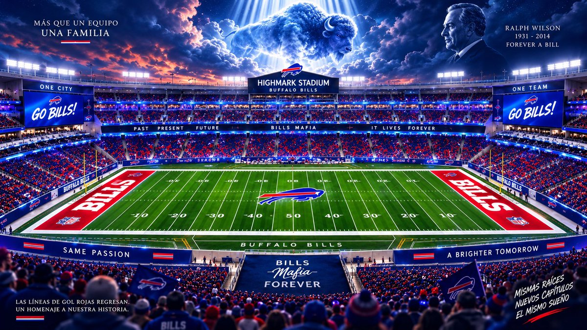 BuffaloBillsEsp's tweet photo. EL FUTURO LLEGÓ VESTIDO DE HISTORIA.

Nueva casa. Nueva era. Pero las end zones vuelven a ser ROJAS, como las que acompañaron a una generación inolvidable de Buffalo.

El estadio cambia. La historia permanece.

¡VIVAN LOS BILLS!

#BillsMafia #GoBills https://t.co/4R8kZO6s22