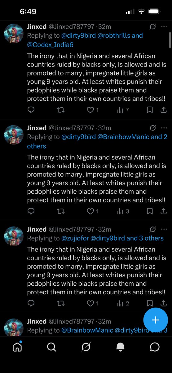 dirty9bird's tweet photo. @Jinxed787797 @robthrills @Codex_India6 Not sure why you felt the need to spam it a thousand times considering i’m not black🤔You people just look and sound more and more inbred by the following day😂 https://t.co/QcSF9vz3xM