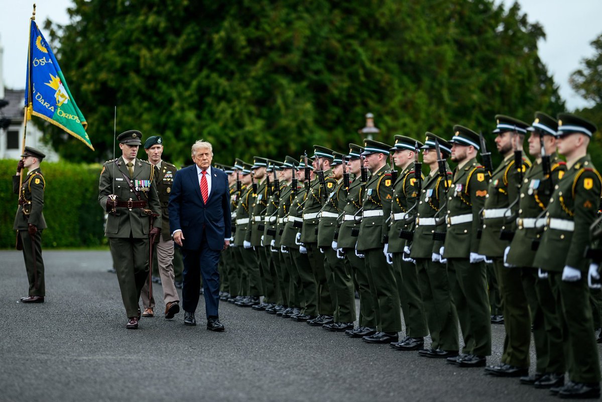 FREEDOMFORCEBA's tweet photo. President Donald J. Trump with the President of Ireland, Catherine Connolly, and Taoiseach Micheál Martin in Dublin, Ireland. 🇺🇸🇮🇪

@u_s_a https://t.co/9uwSWkMzRp