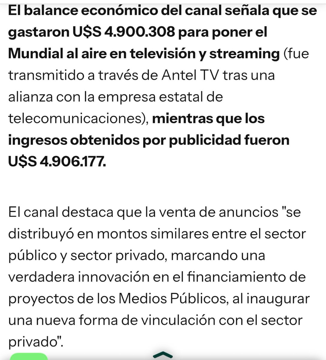 PhDenLogica's tweet photo. Pasaron el mundial en vivo, con una inversión de casi 5 millones de dólares, para tener una ganancia de 0.1%? Y eso con la mitad de la publicidad vendida a organismos públicos?

Pasaron 32 partidos en vivo para generar ganancias de lo mismo que gana un diputado en 15 días... https://t.co/eo6DqxdkvE