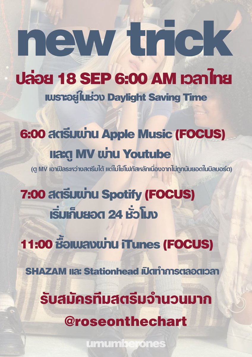 goldenrozie's tweet photo. ❣️เน้นย้ำอีกครั้งนะคะ

1⃣ เพลงปล่อย 6 โมงเช้า 
2⃣ เริ่มสตรีม spotify 7 โมงเช้า
3⃣ เริ่มซื้อเพลงใน iTunes 11 โมงเช้านะคะ

วิธีการสตรีม เป้าหมาย และ การซื้อต่าง ๆ ตามรูปที่แนบมาเล้ย 💖

NEW TRICK OUT NOW   
#NewTrickbyROSÉ 
#로제_뉴트릭_발매 #ROSÉ https://t.co/wmt14ygJsN