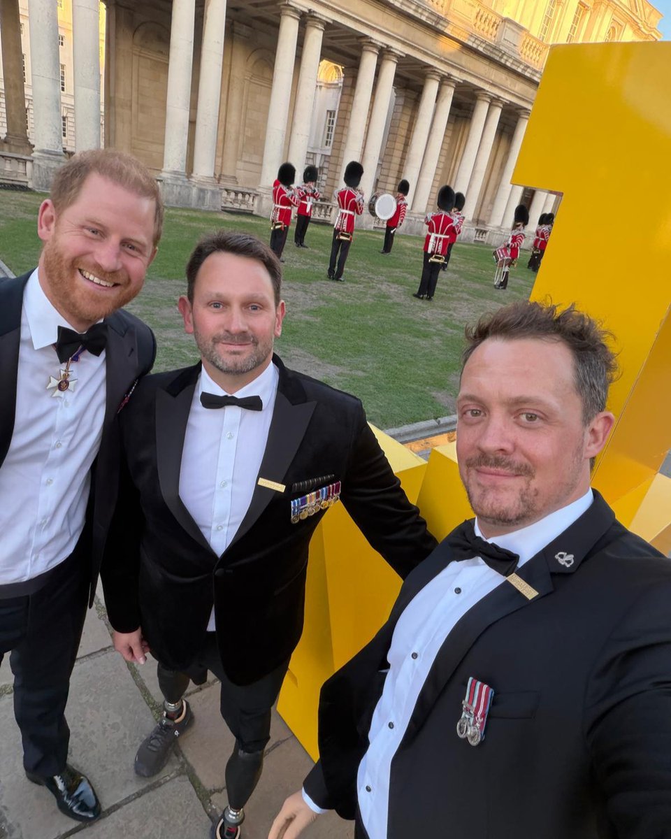 WeAreInvictus's tweet photo. Together, we have raised more than £1.6 million at the inaugural Invictus Spirit Awards presented by ATCO.

The money will help create more opportunities for wounded, injured and sick service personnel and veterans around the world to recover through sport.

Our Founder and Patron, The Duke of Sussex, with former Invictus Games competitors Josh Boggi and Steve Arnold, two people who know first-hand the difference this community can make.

A huge thank you to everyone who came, donated, and helped make the evening possible.