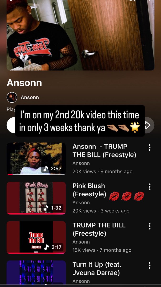 ansonnx's tweet photo. Pink Blush Freestyle just hit 20k in only 3 weeks thank yaaa 💋🤏🏽🤏🏽 #newmusicsoon https://t.co/FS89B2S9lp