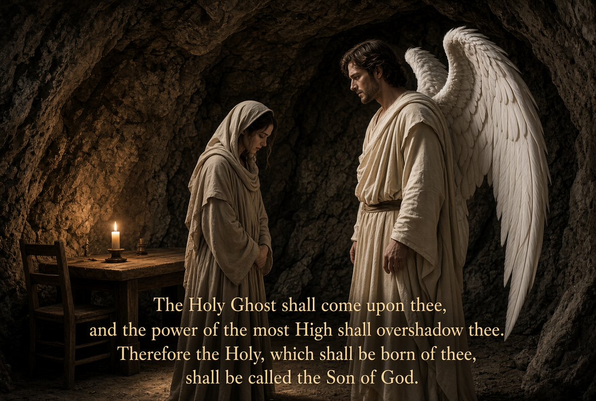 ForHim720's tweet photo. This angelic visitation between Mary and the angel Gabriel was such a Holy moment in earth's history, why don't we talk about it more? When I was thinking about writing this, and what I should say, I was impressed to treat it with the reverence and holiness it deserves. These are such sacred and holy things we sometimes take for granted, some 2,000 years later.

There are those who even treat the virgin birth as old news and would rather get on to what they consider the more exciting things in the scriptures, like prophecy etc. But there is a lot we can learn here. I think they have never truly received the revelation of the miraculous, mind blowing, thing that factually took place on planet earth! Yes, factually!

The angels knew something mysterious and wonderful had happened and it caused a multitude of them to temporarily manifest themselves, as they followed their King into the earth realm where He had just been born. They all glorified Him, worshipped Him and celebrated His birth with shouts of praise! 

According to the scriptures in Luke 2,  the "HOLY" just entered the earth realm.

We have so little understanding of the virgin birth of Christ and that's probably why we take so much of these type of things for granted. We've become content to be reminded of it on Charlie Brown Christmas every year and that's about the extent of our interest.

THINK: A young virgin gave birth to the "HOLY" -
to the Son of God!

Mary was most likely 13 or 14 years old. Very young according to our standards yet God trusted her to raise His Son. Think about that!

 "...therefore also that HOLY thing which shall be born of thee shall be called the Son of God."

I think in the original language - holy "thing" - is not there. It simply says "that HOLY" 

He was conceived by the HOLY Ghost ! Why is the Spirit of Father called HOLY? Because He is the living perfection and the epitome of HOLINESS and PURITY!

 And just think, this Holy Being was Jesus' REAL Father!
That's why Jesus always referred to God as His Father, because He actually, literally, WAS!  God Almighty, Creator of Heaven and Earth was Jesus' real Father!
Think about that! Yet no one knew it.

( Now He's OUR Father too - and no one knows it - if we've been born again. We've been adopted by God and have become children of God. But that's a whole other wonderful story, for another time! )

How very, very sacred was the nature of the miraculous conception! It boggles the mind! HOLY God conceived His HOLY Son in the womb of a young virgin. I believe He purified her womb first to make it a suitable, temporary temple for His Son, whom the angel commanded to be named Jesus.

Two callings:

He was to be named Jesus - the human nature.
He was to be called - the Son of God- His divine identity based on how He was conceived, God being His Father.

According to the Old Testament anything touched by God was then considered holy. But Jesus was conceived by the Holy Ghost! He never knew sin! He was holy from the get go. He never wavered in His holiness. He died just as He was born - HOLY!

And think: that Holy One, that KING, willingly came down from Heaven to pay the penalty for man's sins!

These are HOLY BEINGS we've been talking about! And some of us discuss these things so casually, too.

Look around, who do you know that is truly holy? Who do you know that speaks reverently about the things of God? Who do you know whose life has not been influenced by this world? 

I can't think of anyone. Myself included but that doesn't mean it's out of our reach. We just need to prioritize what we'll give our attention to.

It's not easy to live holy. We all love our flesh.

But Jesus did, and He said follow Me. So I believe it is possible. The struggle is real!

"Make every effort to live in peace with everyone and to be HOLY; without HOLINESS no one will see the Lord."

~~~ For Him