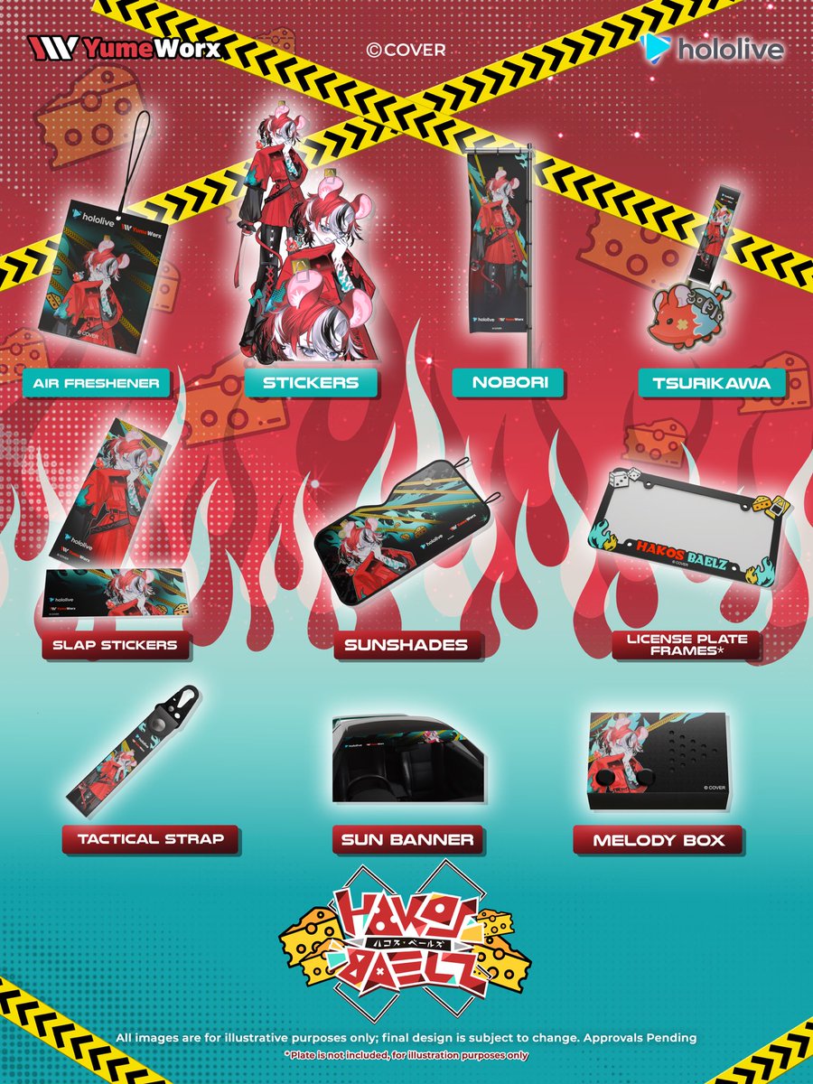 YumeWorx's tweet photo. Ready to add a little Chaos to your garage?🎲 
Merch set UP! 

All presale orders come with a free gift.

Pre-sales live Monday September 21st at 12PM EST

#enterbaelz #hololive https://t.co/yM2hVBW9us