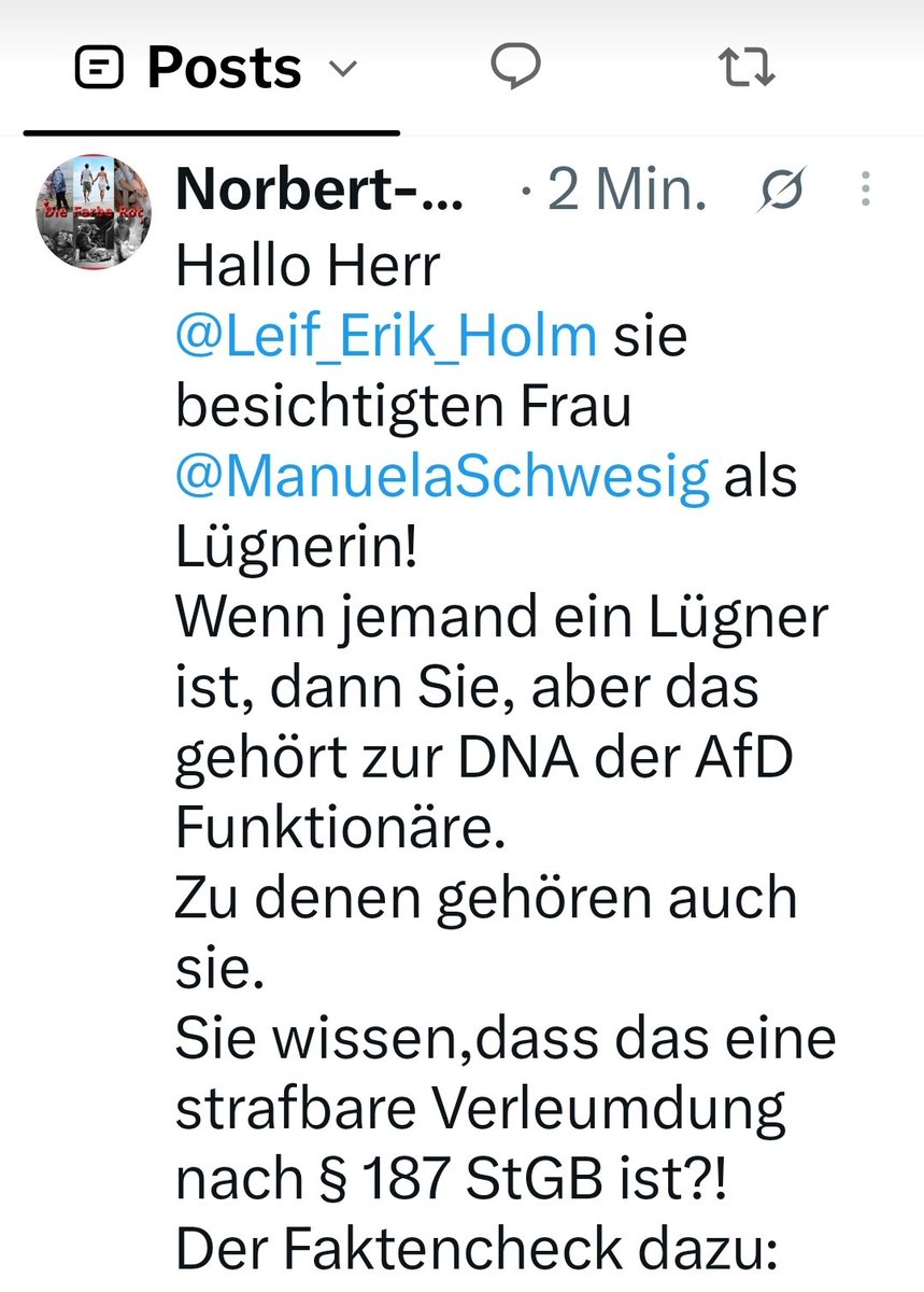 Norbert12203's tweet photo. @Leif_Erik_Holm Sie sind der #Lügner, nicht Frau @ManuelaSchwesig.
Warum manipulieren sie die Wähler?
Die müssen sich, bei ihrem Politikstil, verarscht vorkommen.
So einen Menschen, der andere als #Lügner #verleugnet, obwohl das nicht stimmt, wollen sie als #Ministerpräsidenten bestimmt nicht! https://t.co/axi6KaIqKN