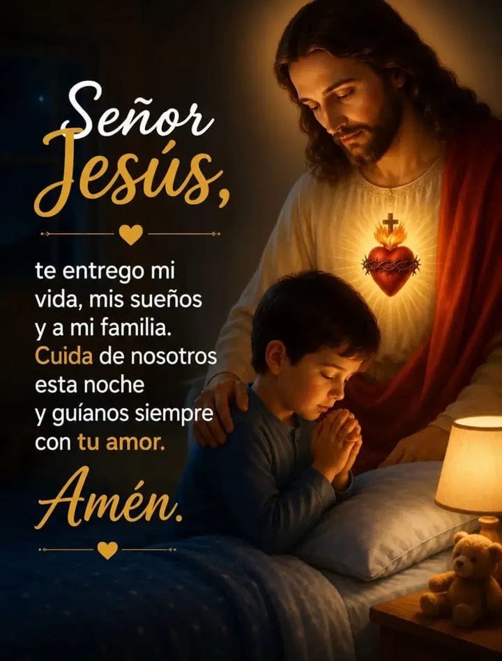 jalisco52's tweet photo. Señor, Antes de dormir, ponemos nuestras vidas y nuestra familia en tus manos.
Que tu Sagrado Corazón nos cubra esta noche, nos dé paz y cuide nuestros sueños.
Dulces sueños bajo el amor de Jesús. Amén. https://t.co/QUhfJF74Ig