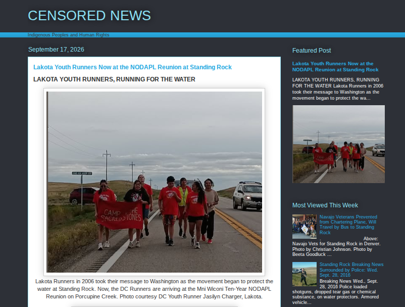 WaterLakota's tweet photo. STANDING ROCK NOW! Lakota Youth Runners running into the Mni Wiconi #NODAPL Ten-Year Reunion on Porcupine Creek. The kitchen is already serving up menudo and buffalo Soup, thanks to Lakota head cook Winona Kasto. The reunion goes until Sunday. It's free. Censored News. https://t.co/EGdriQozkf
