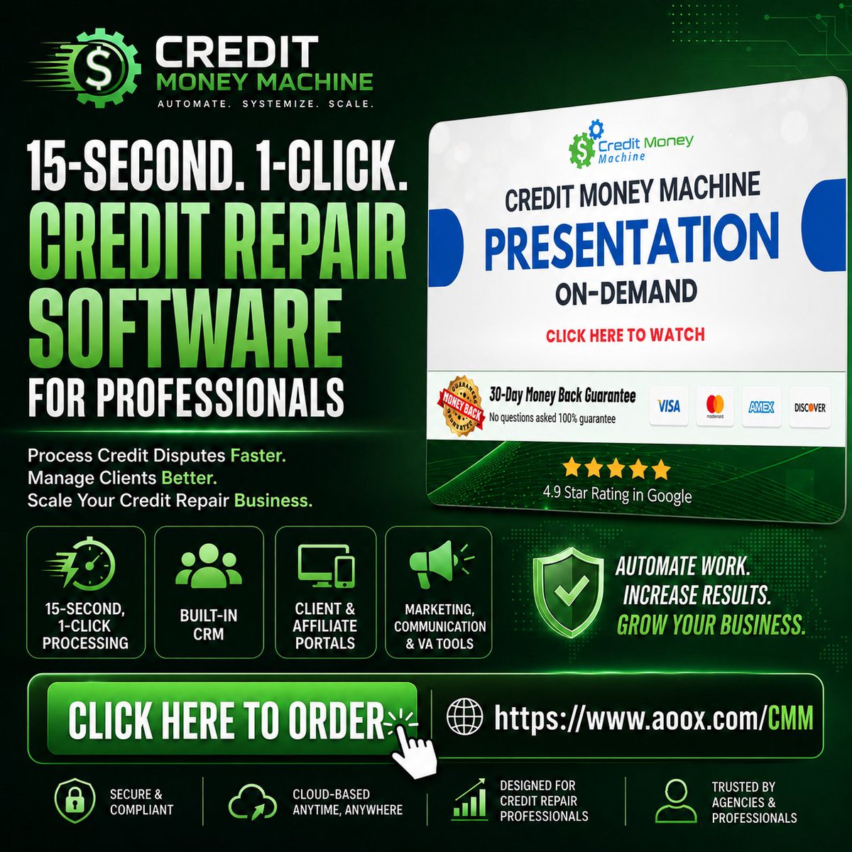 LMRINTL's tweet photo. Process credit disputes faster with Credit Money Machine — the 15-Second, 1-Click Credit Repair Software for Professionals.
Learn more:
https://t.co/QOTnQgQwPy
#CreditMoneyMachine #CreditRepairSoftware #CreditRepairBusiness #CreditRepairProfessionals #CreditConsultan https://t.co/JwfgBOCaC4