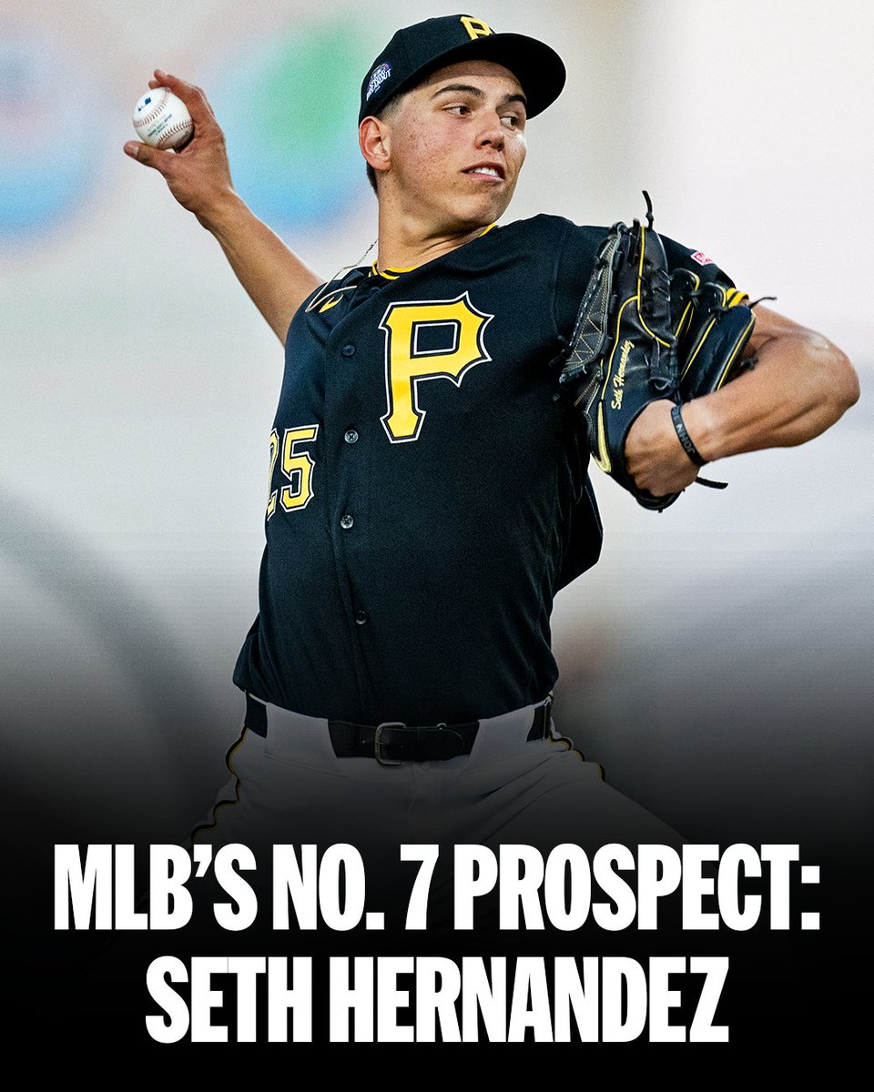 MLB's tweet photo. Pirates top prospect Seth Hernandez dominated his first Minor League season 😤

6-1
2.43 ERA
1.05 WHIP
118 Ks in 74 IP

The No. 5 overall pick in the 2025 MLB Draft finished the year at High-A! https://t.co/QkGXNyjvp7