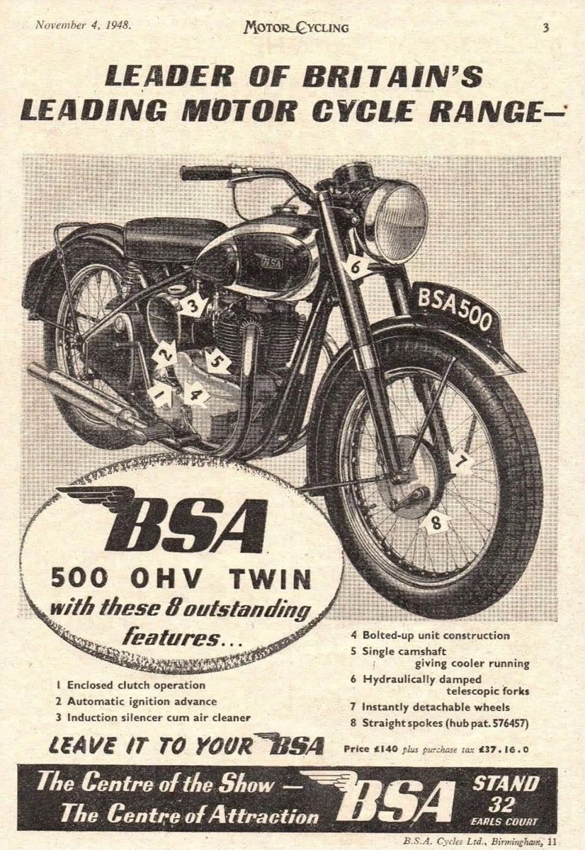 Moto_History's tweet photo. In 1948 BSA was the largest motorcycle manufacture in the world. This would change in less than a decade. #britishmotorcycles #postworldwarIImotorcycles #paralleltwin #bsamotorcycles #postwarengineering #motorcycleenthusiast #motorcyclehistory https://t.co/yxnfuODQz4