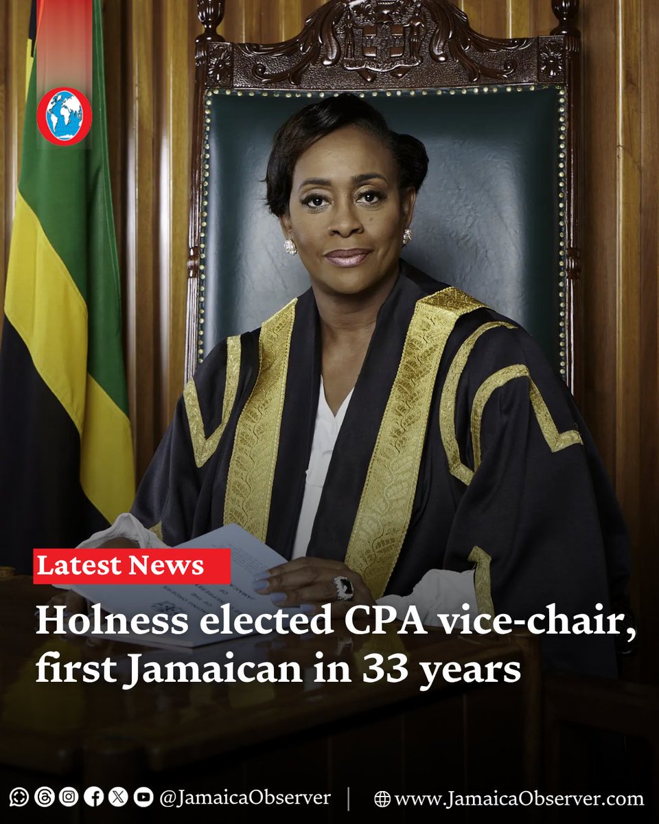 JamaicaObserver's tweet photo. Speaker of the House of Representatives Juliet Holness has been elected vice-chairperson of the Commonwealth Parliamentary Association (CPA), becoming the first Jamaican to do so in 33 years.

Holness was elected on Thursday during the 69th Commonwealth Parliamentary Conference in Cape Town, South Africa.

https://t.co/vT8JSB7rvw