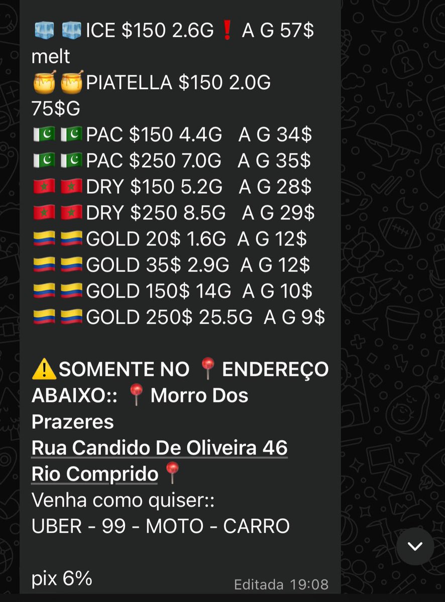 MACONHASDORIOO's tweet photo. NOSSO GRUPO  
https://t.co/wK2q9Snwy1

DIA 18.09 SEXTA DAS 9h ATÉ ESTOQUE ZERAR

⚠️ APENAS NO ENDEREÇO 
Morro dos Prazeres
Rua Candido De Oliveira 46
Rio Comprido

⚠️ APENAS NA 1ª MESA AO LADO DA ESCADA 

Venha como quiser::
Aplicativos liberados https://t.co/O5lNpFPBQ0