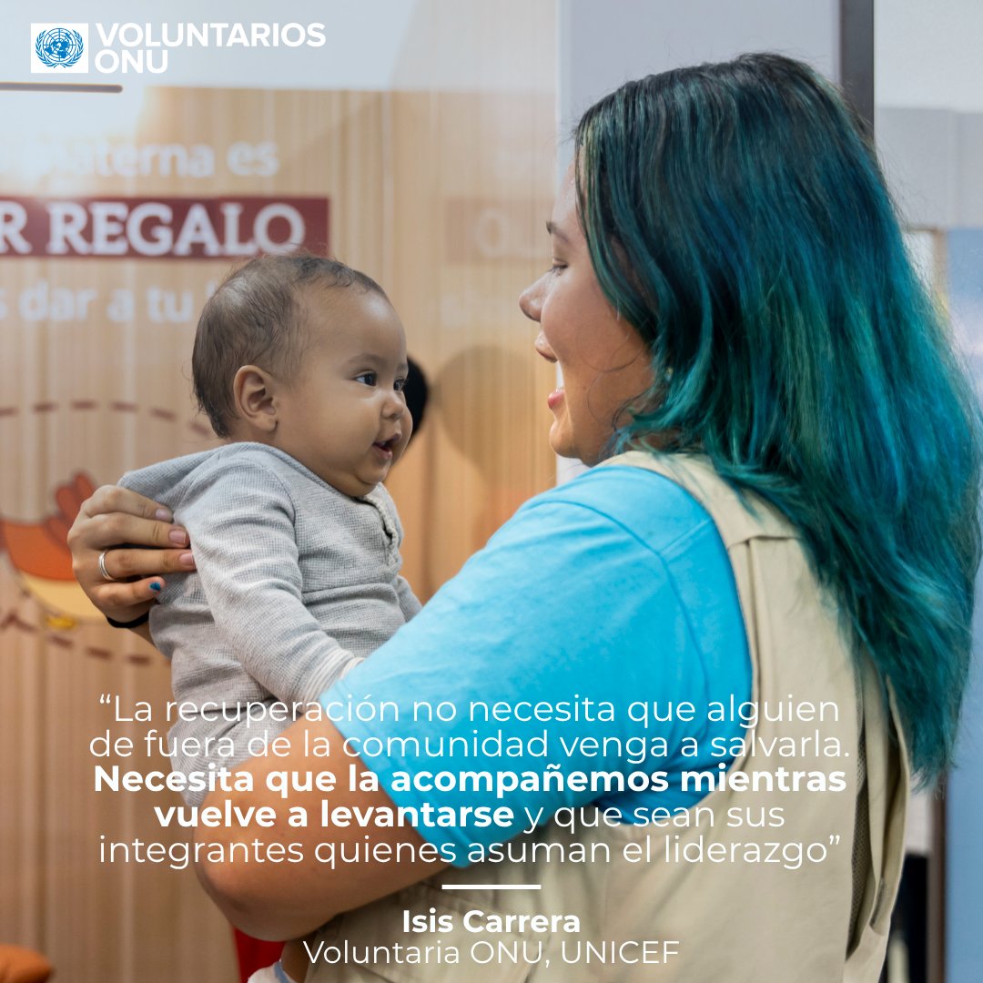 UNV_ROLAC's tweet photo. Un terremoto cambia una comunidad en cuestión de segundos. La recuperación, en cambio, es un proceso que requiere tiempo, escucha y acompañamiento.

Tras el terremoto en Venezuela, Isis Carrera, Voluntaria ONU con @uniceflac, pasó de apoyar la respuesta de emergencia de forma remota a trabajar directamente con las comunidades afectadas.

Desde el terreno, su trabajo muestra que recuperarse no significa solo responder a las necesidades inmediatas, sino también fortalecer las capacidades de las personas para recuperar el control, tomar decisiones y construir resiliencia.

📖 Lee la historia completa en nuestro Exposure: https://t.co/9rZie0tTAZ
