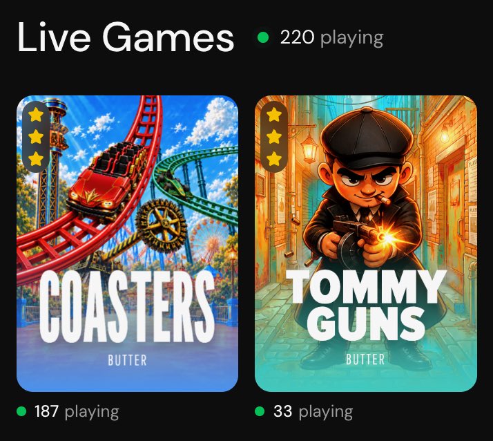 BUTTERSLOTS's tweet photo. WE SET A NEW RECORD OF PLAYERS 10 MINUTES INTO THE RELEASE OF COASTERS.

Thank you guys so much!

So much effort and money has gone into this game.

Coasters available now on stake and roobet! (50,000x Max win) https://t.co/xUzHwlyRDf