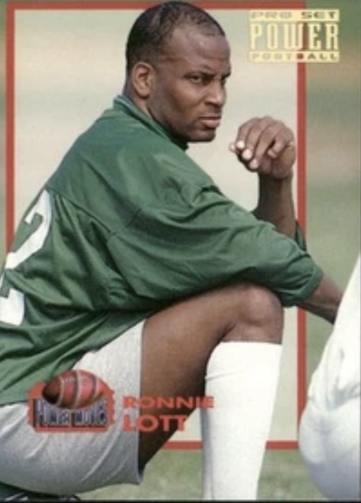 risingrambler's tweet photo. Ronnie Lott trading card which shows his partially missing finger, which he lost during an NFL game. The first-ballot Hall-of-Famer stayed in the game, of course. 
Back when men were men and they knew it. https://t.co/2ydWnB03Jb