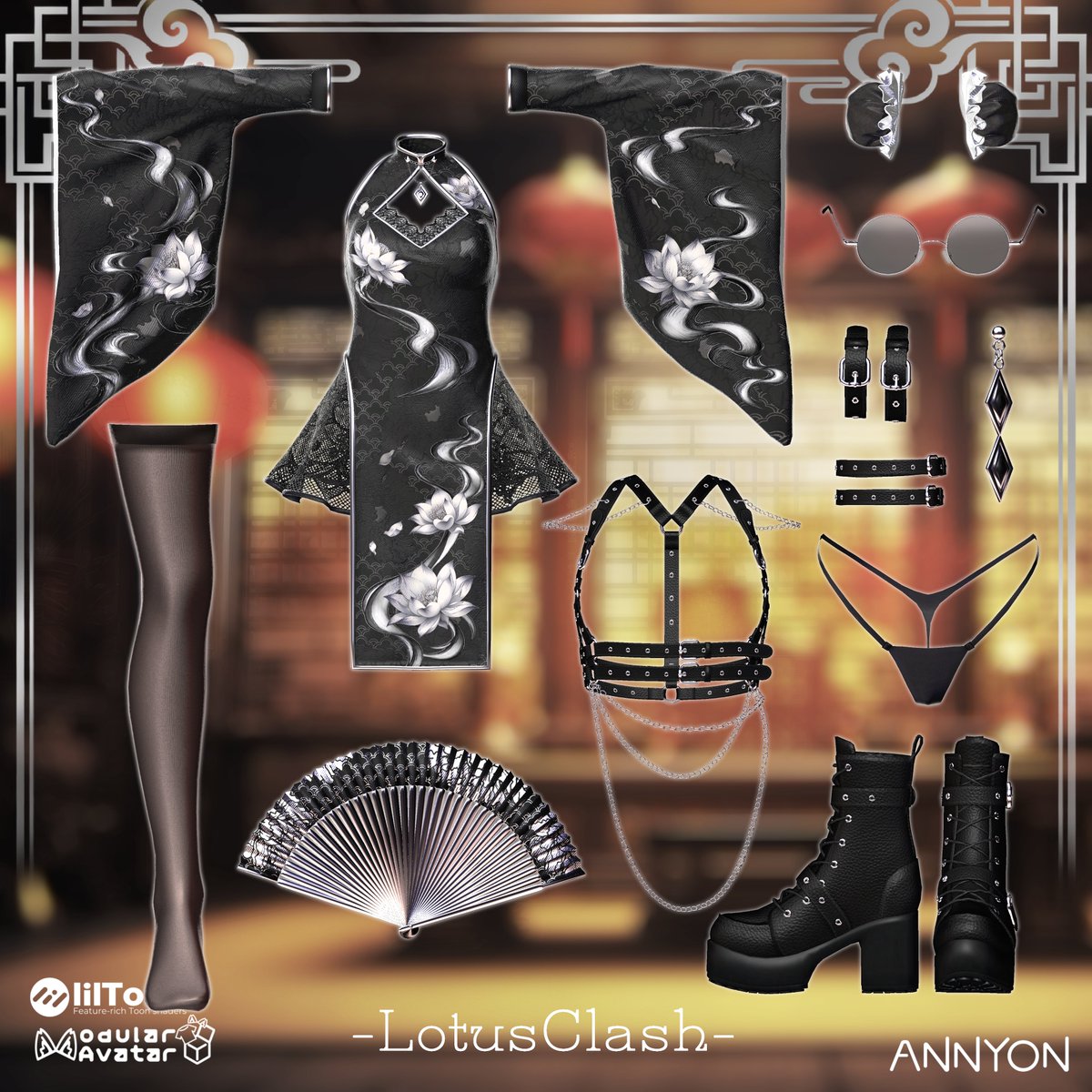 ANNYON_3D's tweet photo. 🎁 リリース記念プレゼント企画 🎁

新作チャイナ衣装「LotusClash」🐼✨
ハロウィン用テクスチャ付🎃🕷️🦇
🔗 https://t.co/0kks84YHc8

抽選で【1名様】にプレゼント！
【応募方法】
① フォロー＆いいね
② この投稿をリポスト
③ BOOTHをフォロー＆スキ❤️
　
 引用RPしていただけると嬉しいです✨

さらに、BOOTHのスキが300を超えるごとに
当選者を＋1名追加！
📅 9月21日まで

#ANNYON_3D #VRChat