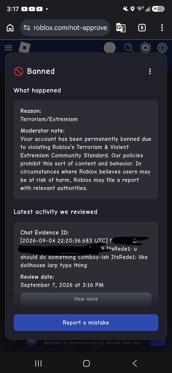 itsredeyt's tweet photo. Today Marks 10 days of me being terminated over a Roblox false positive.
Please help, I need as much traction as I can
https://t.co/qBkt3hzS7w
#roblox #banwave #robloxbanwave #terminated #robloxtermination #termed https://t.co/uqNamQ35aZ