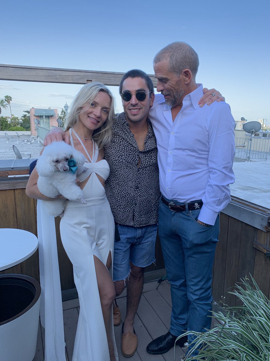 HunterBiden's tweet photo. For everyone that asked these were the two guests at my wedding. Neither is a Russian oligarch with ties to Putin, although the dog did claim to be a royal of some sort. https://t.co/vQhUUrE49e