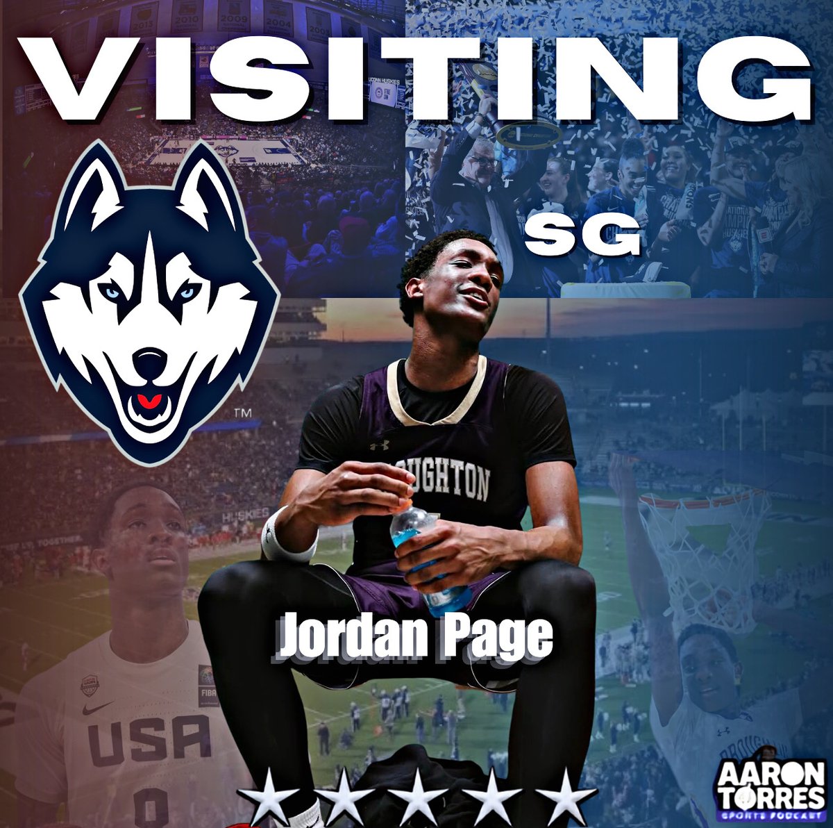 TorresOnUConn's tweet photo. UConn has YET ANOTHER big-time visitor on campus this weekend - as 5-star Jordan Page is in Storrs.

6'5 wing. Bulldog on BOTH ends of the court. Won gold medal with Team USA U-17 this summer.

Yet another PERFECT fit in the Hurley system.

Show him some love if you see him😏🐺 https://t.co/EZs5JDy0QT