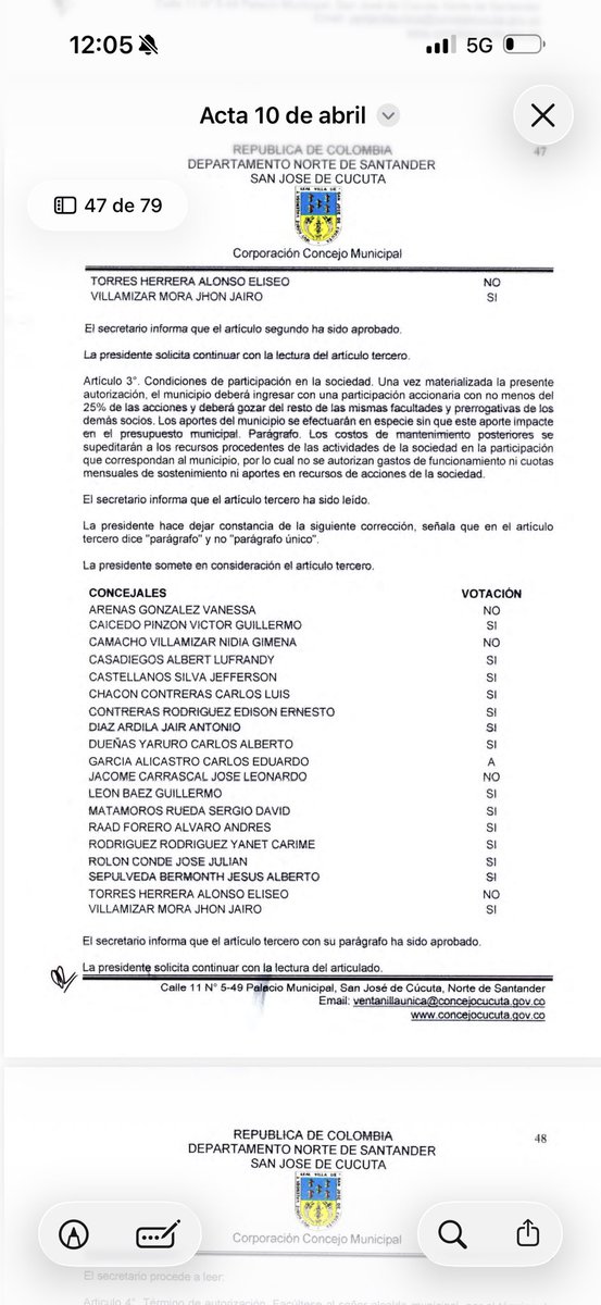 Arturo__Ramos's tweet photo. El escándalo de corrupción más grande de la década en Cúcuta, o quizá de los últimos 50 años, empezó el pasado 10 de abril de 2025 con el voto favorable, por parte de algunos concejales, al acuerdo que facultó al alcalde para asociar al municipio de Cúcuta con otra entidad estatal y/o personas jurídicas privadas en una entidad de carácter mixto. Es tan grave que compromete las campañas a la alcaldía de Raad, Correa y Karime.

Cada día de los próximos 7 días, gota a gota, les iré contando de qué se trató y hasta dónde ha llegado el entramado de corrupción que compromete no solo al alcalde, a contratistas e ilegales, sino a un grupo de concejales que bajó la bandera a cuadros para que empezara a andar la carrera de la corrupción. A continuación relaciono el nombre de cada concejal que votó sí a la asociación de Cúcuta con E Desarrollo:

1.Caicedo Pinzón Víctor Guillermo
2.Casadiegos Albert Lufrandy
3.Castellanos Silva Jefferson
4.Chacón Contreras Carlos Luis
5.Contreras Rodríguez Edison Ernesto
6.Díaz Ardila Jair Antonio
7.Dueñas Yaruro Carlos Alberto
8.León Báez Guillermo
9.Matamoros Rueda Sergio David
10.Raad Forero Álvaro Andrés
11.Rodríguez Rodríguez Yanet Carime
12.Rolón Conde José Julián
13.Sepúlveda Bermonth Jesús Alberto
14.Villamizar Mora Jhon Jairo

Le pido a la prensa local y nacional hacerle seguimiento al caso. La información relacionada está en manos de poderosos periodistas y medios nacionales, por lo que espero que los involucrados actúen conforme a la democracia y dejen a un lado la tentación de las armas.

Adenda: ayer publiqué cómo el director del Área Metropolitana de Cúcuta juega con IA la aprobación de un contrato de más de 7.000 millones. Ayer mismo cancelaron el contrato. La jurídica y el director tendrán que responder penal y disciplinariamente por las actuaciones dentro del proceso y por la utilización descarada de la IA en un asunto tan sensible para Cúcuta.

Adenda II: ¿cómo así que el nuevo subdirector del área es de Bucaramanga? ¿Lo designó E Desarrollo? ¿No hay talentos en Cúcuta?