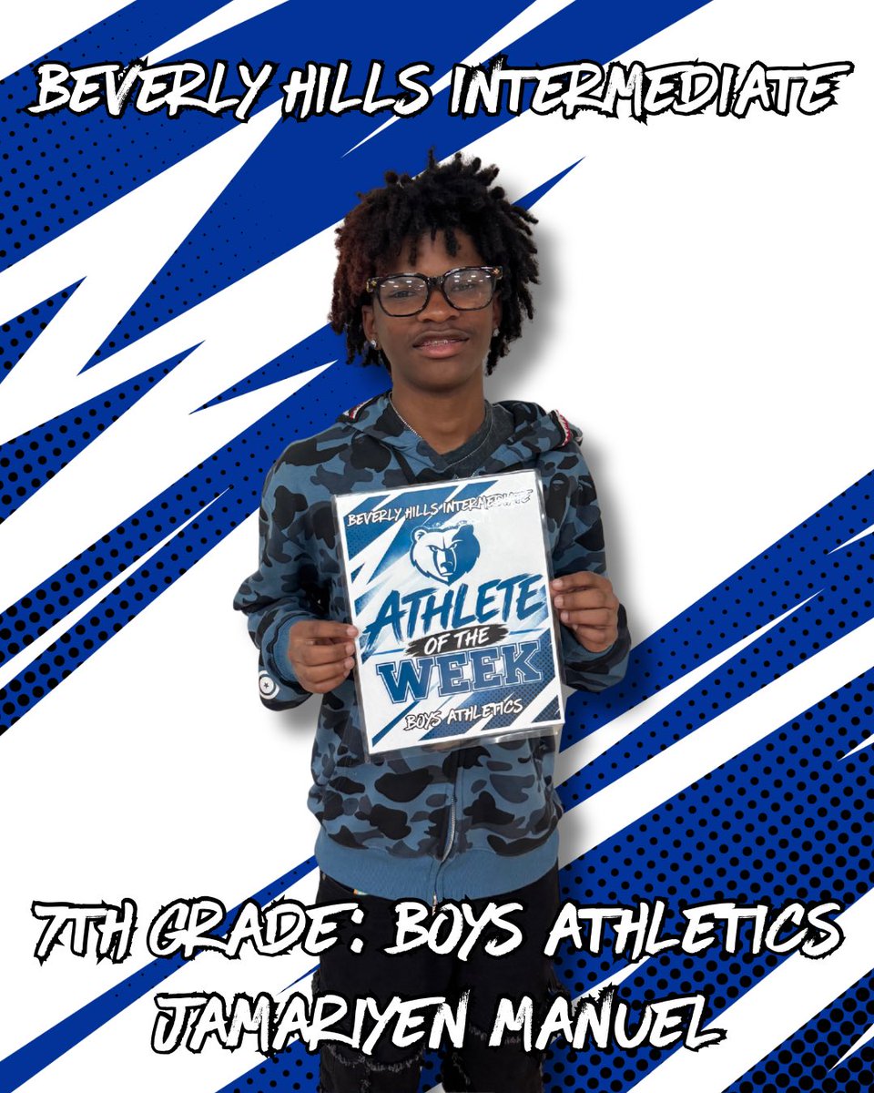 BHIAthletics's tweet photo. Week 3 Athletes Of The Week:
8th Grade: Brian Martinez
7th Grade: Jamariyen Manuel
#BHIAthletics #BHIBears https://t.co/SjCUDi8crg