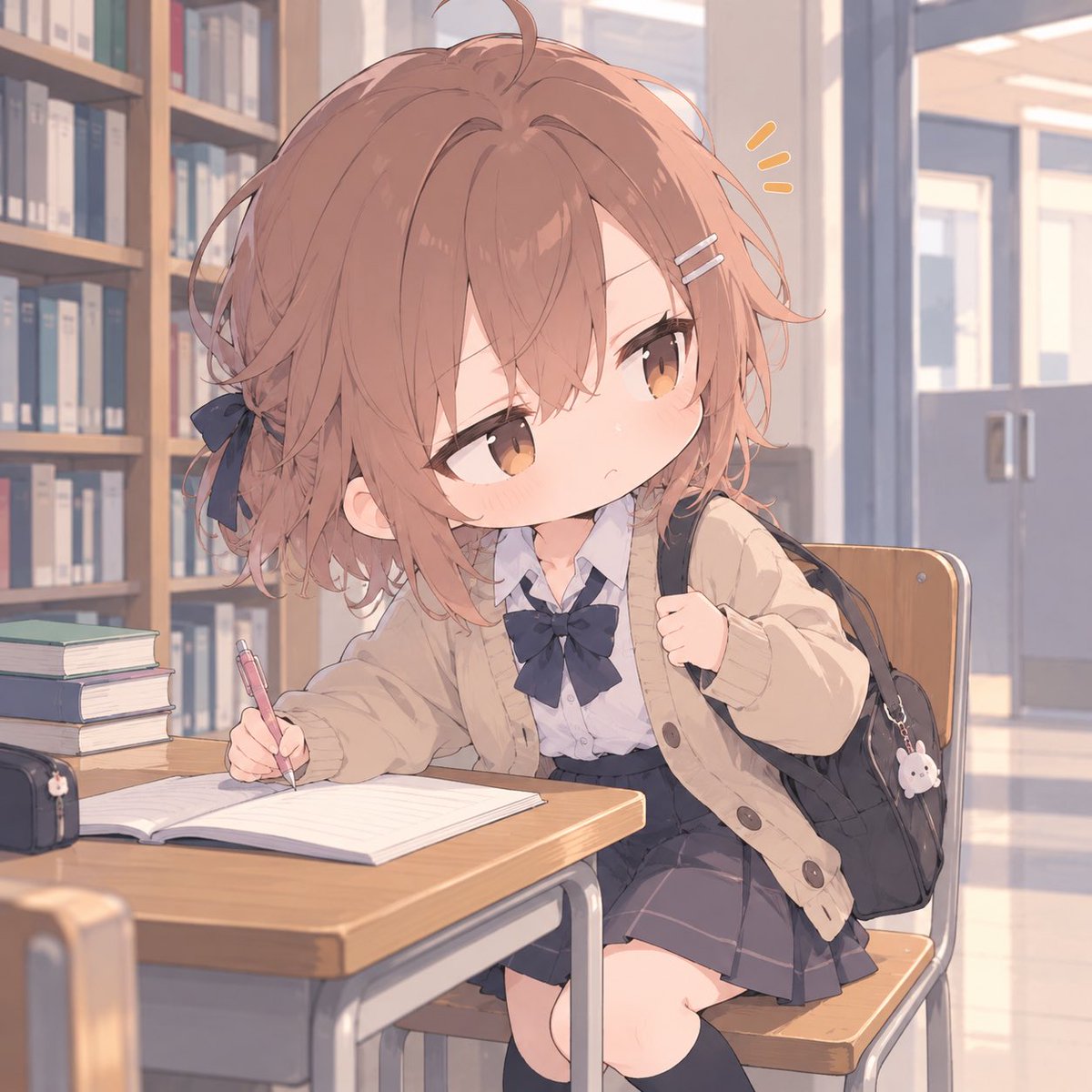 chibihoukago's tweet photo. 陽菜、帰る準備だけは完璧。

宿題はまだ開いたまま。

#ちび放課後 #AIイラスト #オリジナルキャラクター https://t.co/FvYZRfY9T4
