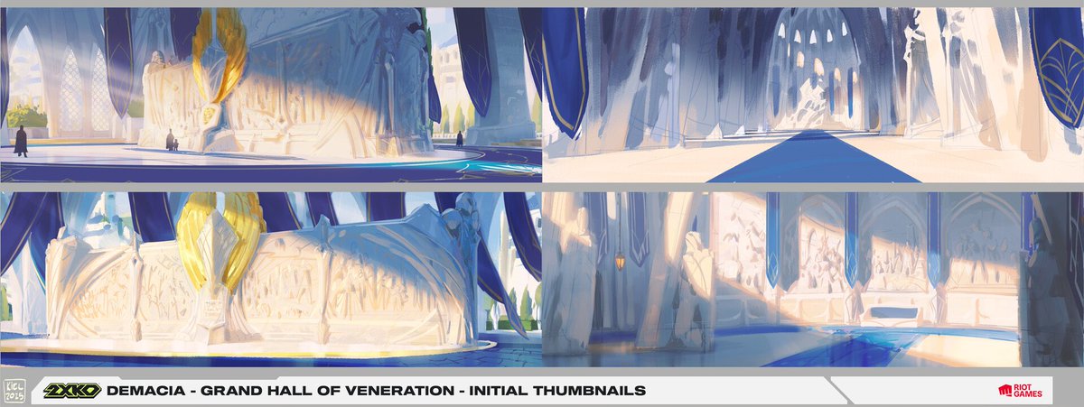Kielbasa_w's tweet photo. Even though I'm not on 2XKO anymore, our stage work is still getting rolled out this year. Here's some highlights from the Demacia stage! I have to give huge props to Victor Yang who tag teamed the bulk of this stage's design work with me, particularly the awesome mural details! https://t.co/E4P6sbt2bG