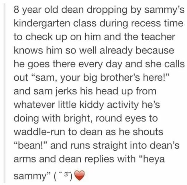 Sini_Hyun's tweet photo. That's so cute 🥺 And Dean, knowing at that age about the dangerous stuff in this world, would probably go check on Sammy https://t.co/tVMyRZPt75